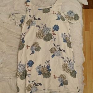 White Floral Print Dress